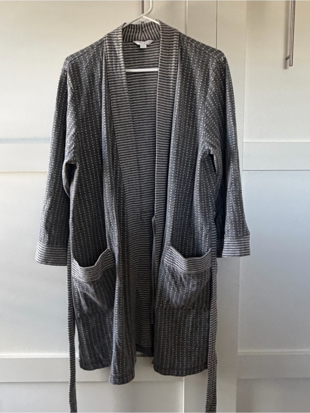 Charter Club Intimates Gray Striped Textured Robe - Picture 2 of 6